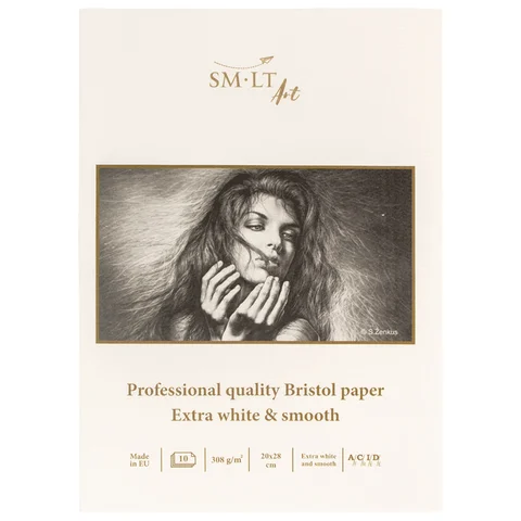Блокнот для графіки PRO CREATE (Bristol) 20х28см 308г/м2 10л екстра білий папір SM-LT Art — Photo 3