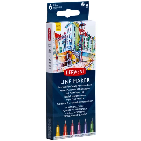 Набір лінерів Line Maker Colour 6шт кольорові Derwent — Photo 5