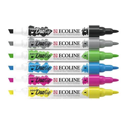 Набір маркерів акварельних двосторонніх ECOLINE DUO TIP BASIC 6шт Royal Talens — Photo 7