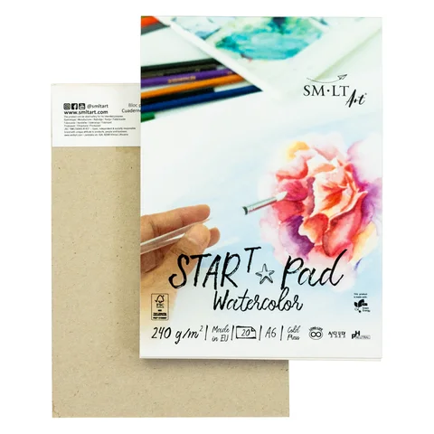 Склейка для акварелі STAR T, А6 (10,5*14,8 см), 240г/м2, 20л, натуральний білий, SMILTAINIS — Photo 3