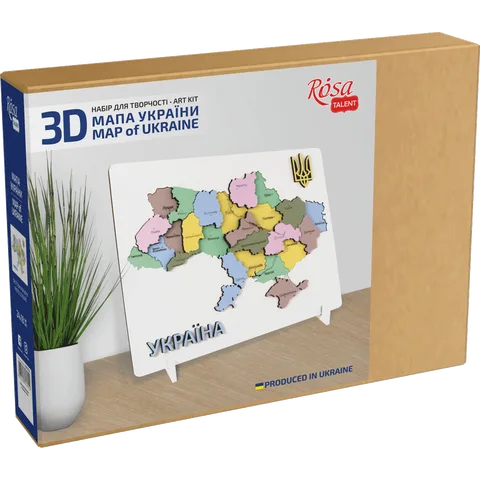 Набір Мапа України 3D пастельні кольори МДФ 24 5х18 5см ROSA TALENT — Photo 7