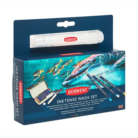Набір чорнильних олівців Inktense Wash Set у металевому пеналі Derwent — Photo 6