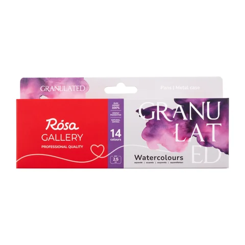 Набір акварельних фарб GRANULATION 14 кол. 2,5мл, кювета пенал Індіго метал ROSA Gallery — Photo 9