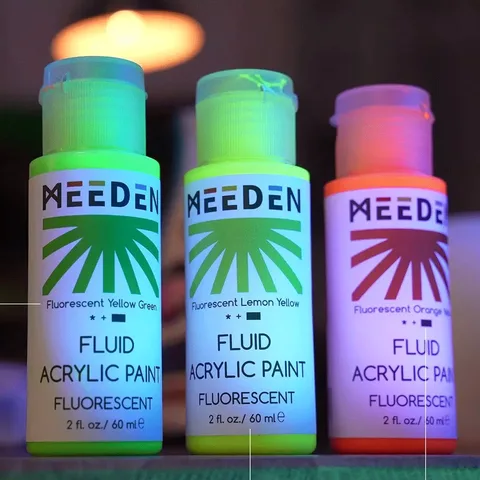 Набір рідких акрилових фарб Fluid Fluorescent 6×60мл MEEDEN — Photo 8