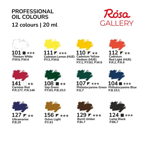 Набір олійних фарб 12х20 мл, у тубах, блістер, ROSA Gallery — Photo 9