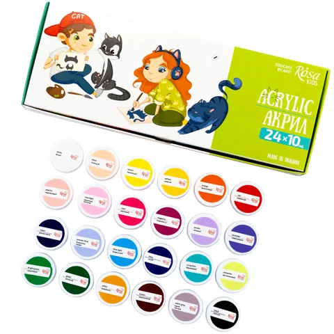 Набір акрилових фарб Cats 24×10мл ROSA Kids — Photo 5