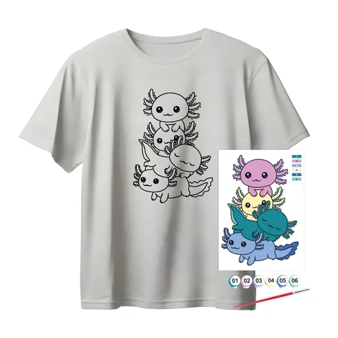 Футболка-розмальовка, Axolotl Mood , бавовна 100%, сіра, розмір M, ROSA Talent — Photo 4