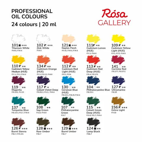 Набір олійних фарб 24х20 мл, у тубах, блістер, ROSA Gallery — Photo 7