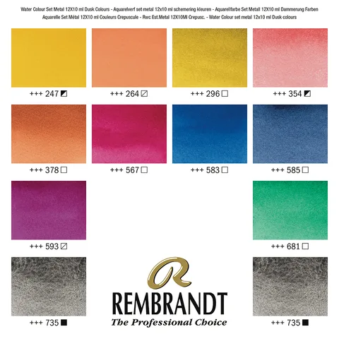 Набір акварельних фарб Rembrandt DUSK 12х10мл металевий пенал Royal Talens — Photo 10