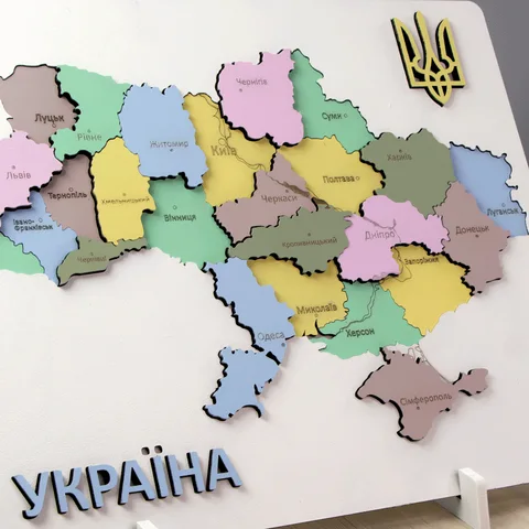 Набір Мапа України 3D пастельні кольори МДФ 24 5х18 5см ROSA TALENT — Photo 6