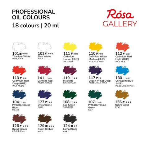 Набір олійних фарб 18х20 мл, у тубах, блістер, ROSA Gallery — Photo 9
