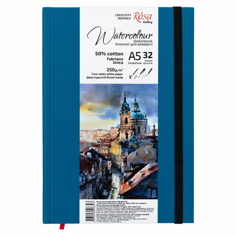 Блокнот для акварелі Unica by Fabriano А5 200г/м2 32 л папір білий Бірюза ROSA Gallery — Photo 8