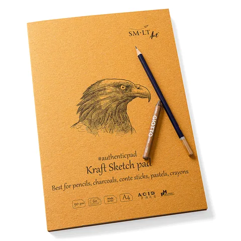 Блокнот-склейка для ескізів AUTHENTIC (Kraft) А4 90г/м2 60л коричневий колір SM-LT Art — Photo 3