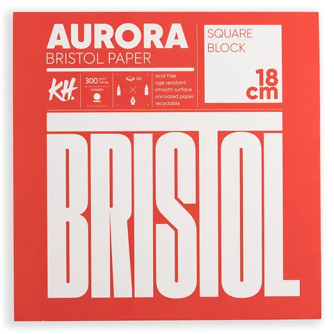 Блок для рисунку (Bristol) 18х18см 300 г/м2 20 л білий 100% целюлоза Aurora — Photo 3