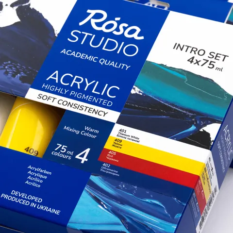 Набір акрилових фарб ROSA Studio INTRO Теплі кольори (4х75 мл, туби) — Photo 11