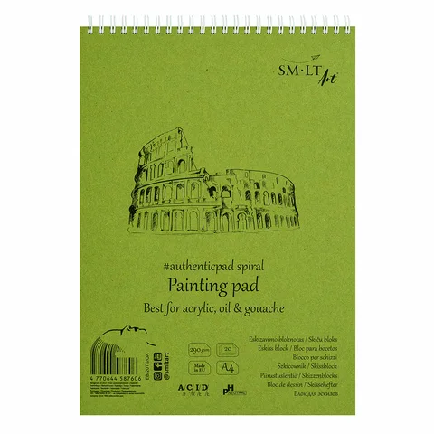 Альбом для акрилу та олії на спіралі AUTHENTIC (DRAWING) А4 290г/м2 20л білий папір SM-LT Art — Photo 4