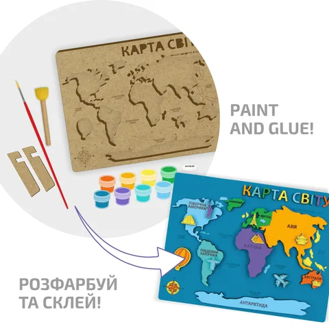 Набір Карта світу 3D МДФ 24 5х18 5см ROSA Talent — Photo 5