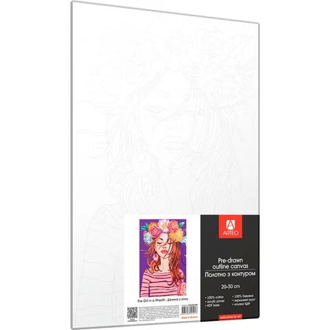 Полотно на ХДФ з контуром Дівчина у вінку 20×30 бавовна акрил Arteo — Photo 3