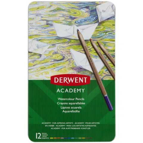 Набір акварельних олівців Academy Watercolour, 12шт., металева коробка, Derwent — Photo 2