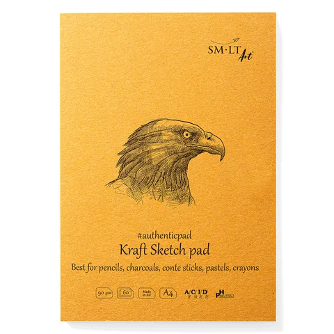 Блокнот-склейка для ескізів AUTHENTIC (Kraft) А4 90г/м2 60л коричневий колір SM-LT Art — Photo 2