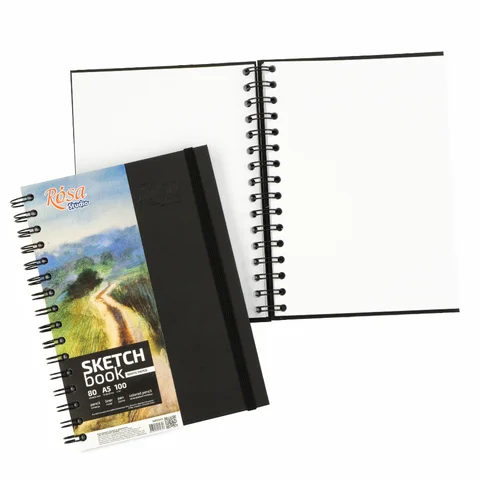 Блокнот на спіралі 100г/м2 80л чорний ROSA Studio — Photo 8