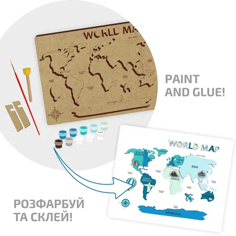 Набір World Map 3D МДФ 30 5х37 5см ROSA Talent — Photo 5