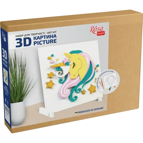 Набір картина 3D „Зіркова єдиноріжка“ МДФ ґрунтоване 18х18см ROSA TALENT — Photo 4