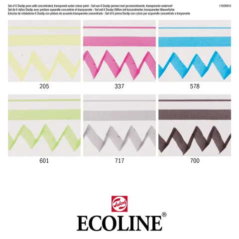 Набір маркерів акварельних двосторонніх ECOLINE DUO TIP BASIC 6шт Royal Talens — Photo 11