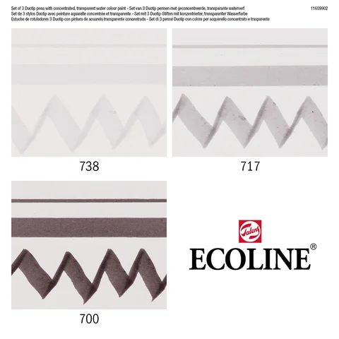 Набір маркерів акварельних двосторонніх ECOLINE DUO TIP Black&amp;Grey 3шт Royal Talens — Photo 11