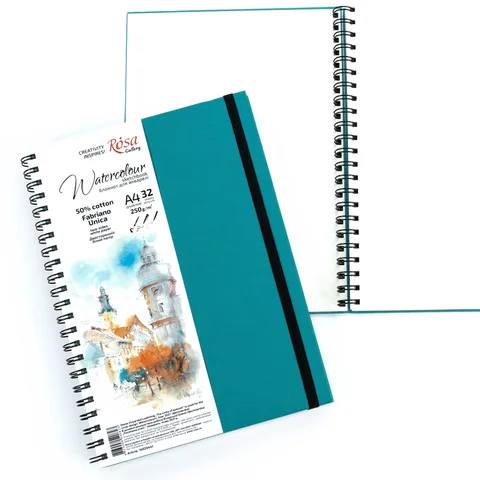 Блокнот для акварелі на спіралі Unica by Fabriano А4 250г/м2 32 л папір білий Бірюза ROSA Gallery — Photo 9