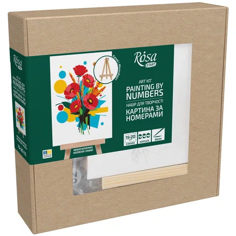 Набір картина за номерами Колоски і маки, 15x20 см, з мольбертом ROSA START — Photo 4