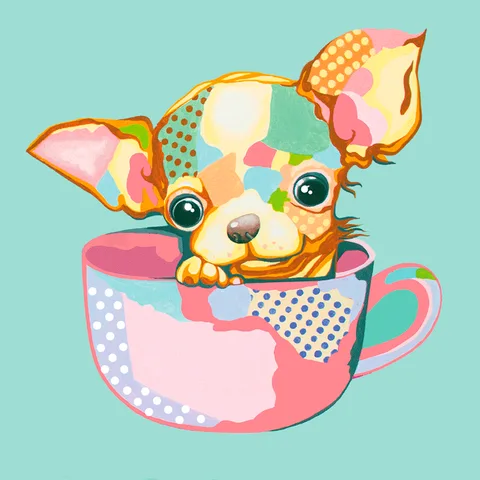 Полотно на ХДФ з контуром Pop Art Puppy 20×20 бавовна акрил Arteo — Photo 2