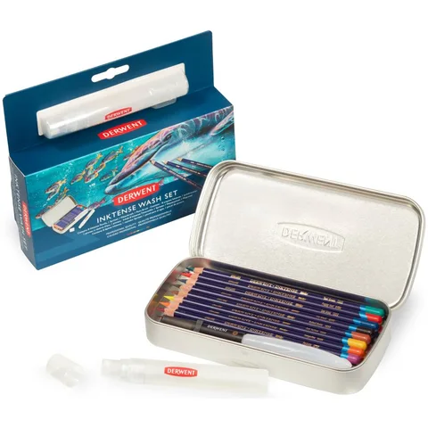 Набір чорнильних олівців Inktense Wash Set у металевому пеналі Derwent — Photo 4