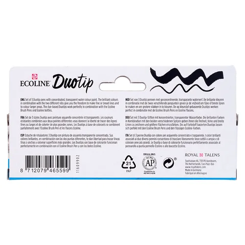 Набір маркерів акварельних двосторонніх ECOLINE DUO TIP Black&amp;Grey 3шт Royal Talens — Photo 8