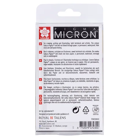 Набір лінерів PIGMA MICRON 8шт, (0.1/0.5/10/лінер-пензель Pigma Brush), Сірий/Сірий світлий, Sakura — Photo 4