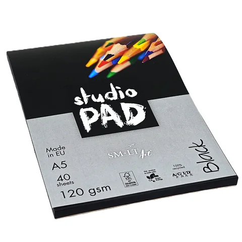 Склейка для ескізів та рисунку Studio, А5, 120г/м2, 40л, чорний папір, SM-LT Art — Photo 6