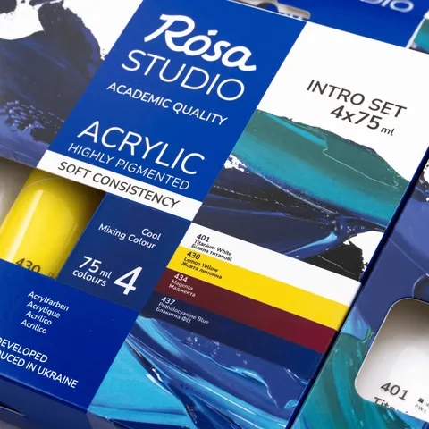 Набір акрилових фарб ROSA Studio INTRO Холодні кольори (4х75 мл, туби) — Photo 11