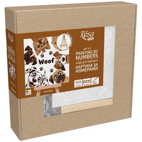 Набір картина за номерами Lucky Dogs, 15x15 см, з мольбертом ROSA START — Photo 4