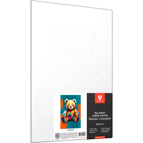 Полотно на ХДФ з контуром Тeddy Вear 20×30 бавовна акрил Arteo — Photo 3