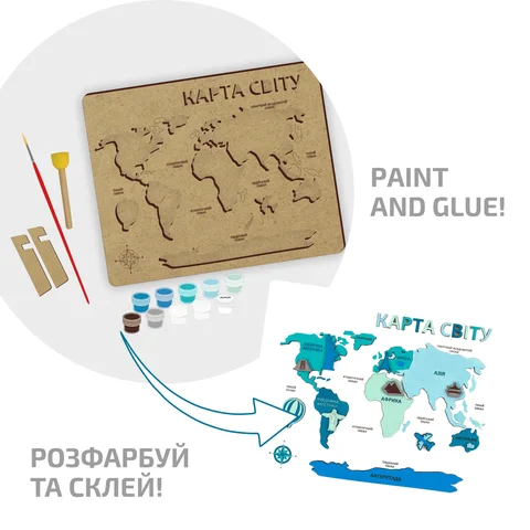 Набір Карта світу 3D МДФ 30 5х37 5см ROSA Talent — Photo 5