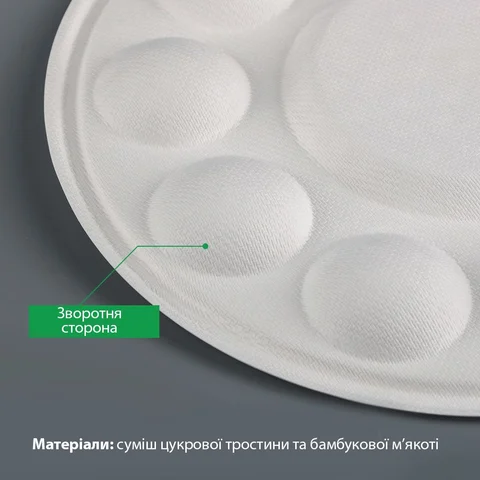 Палітра SINOART, бамбукова, біорозкладна, діаметр 18,7 см, 10 лунок, 10 шт в упаковці — Photo 14
