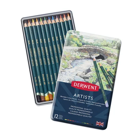 Набір кольорових олівців Artists 12 шт металева коробка Derwent — Photo 3