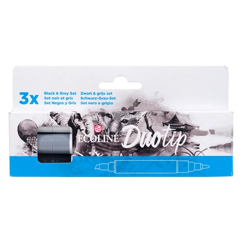 Набір маркерів акварельних двосторонніх ECOLINE DUO TIP Black&amp;Grey 3шт Royal Talens — Photo 7