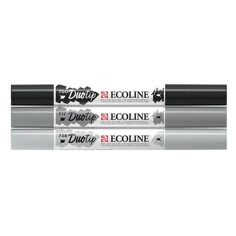 Набір маркерів акварельних двосторонніх ECOLINE DUO TIP Black&amp;Grey 3шт Royal Talens — Photo 9