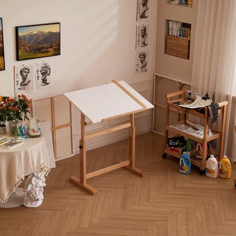 Дерев'яний художній стіл 90×60×84см, з регульованою висотою (6063) MEEDEN — Photo 25