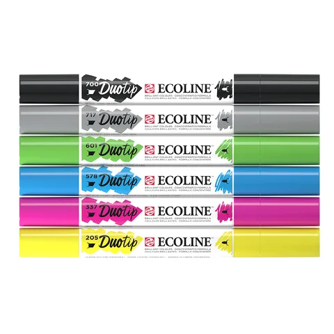 Набір маркерів акварельних двосторонніх ECOLINE DUO TIP BASIC 6шт Royal Talens — Photo 8