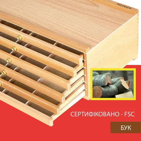 Пенал дерев’яний (бук) 6 висувних ящиків (25×40см) MEEDEN — Photo 8