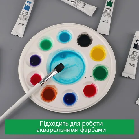 Палітра SINOART, бамбукова, біорозкладна, діаметр 18,7 см, 10 лунок, 10 шт в упаковці — Photo 18