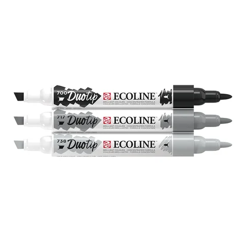 Набір маркерів акварельних двосторонніх ECOLINE DUO TIP Black&amp;Grey 3шт Royal Talens — Photo 10