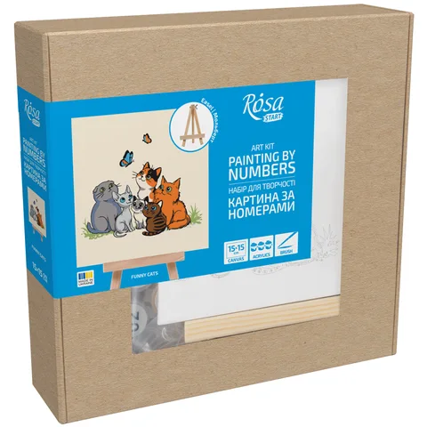 Набір картина за номерами Funny Cats, 15x15 см, з мольбертом ROSA START — Photo 4